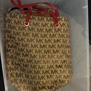 Michael Kors Tan and Red Logo Tote